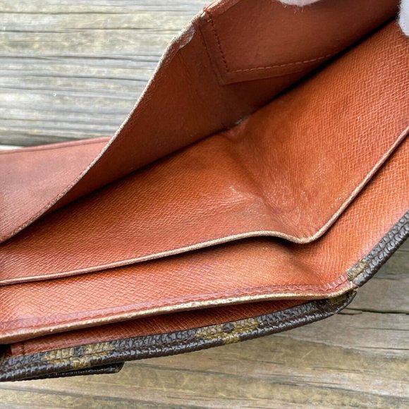 Vintage Louis Vuitton Wallet Bi Fold Brown Leather Designer Logo Purse Made in F - Picture 10 of 11